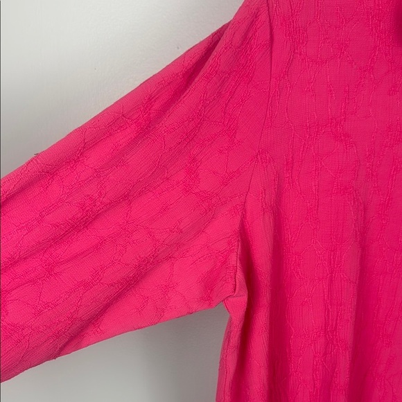 Habitat Women's Size XLarge Pink Ruffled Collar Stretch Textured Tunic Top - Picture 5 of 9